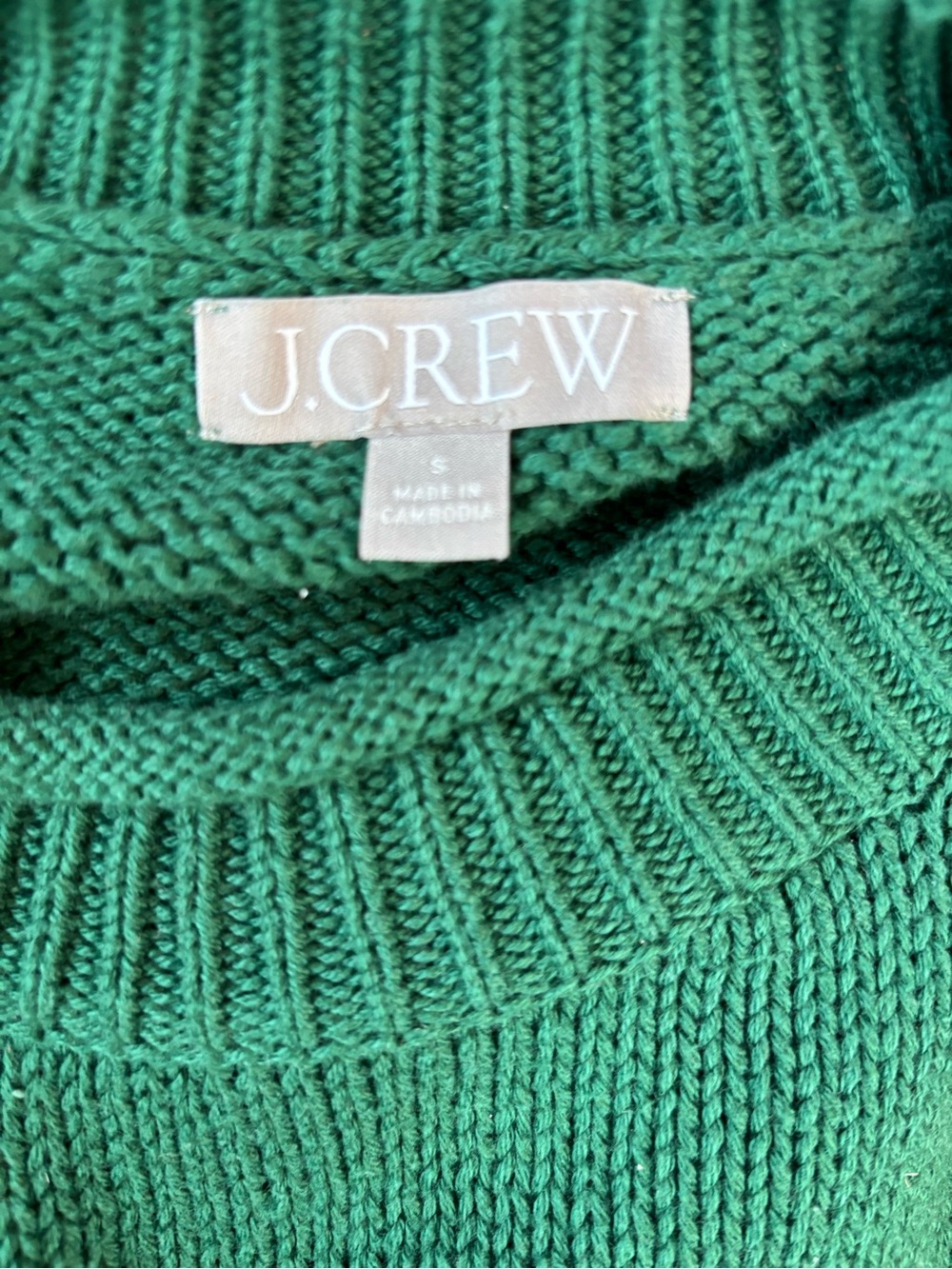 J.Crew Heritage Cotton Rollneck sweater with green and white stripes Size Small - Picture 5 of 7